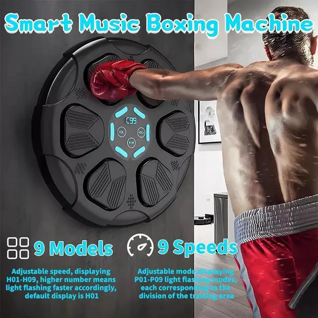 Alt view image 3 of 7 - Toytexx Inc Smart Bluetooth Music Boxing Machine  Wall-Mounted Training Pad for Kids & Adults, Home & Office Workouts