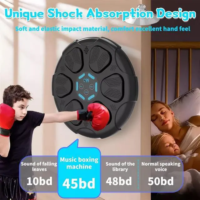 Alt view image 7 of 7 - Toytexx Inc Smart Bluetooth Music Boxing Machine  Wall-Mounted Training Pad for Kids & Adults, Home & Office Workouts