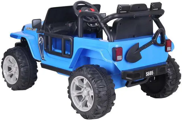 Alt view image 2 of 7 - Toytexx Inc 12V S605 Kids Ride-On Jeep Wrangler Truck, Remote, LED, MP3, Blue