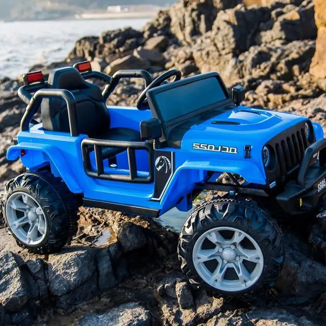 Alt view image 4 of 7 - Toytexx Inc 12V S605 Kids Ride-On Jeep Wrangler Truck, Remote, LED, MP3, Blue