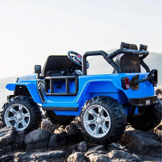 Alt view image 3 of 7 - Toytexx Inc 12V S605 Kids Ride-On Jeep Wrangler Truck, Remote, LED, MP3, Blue