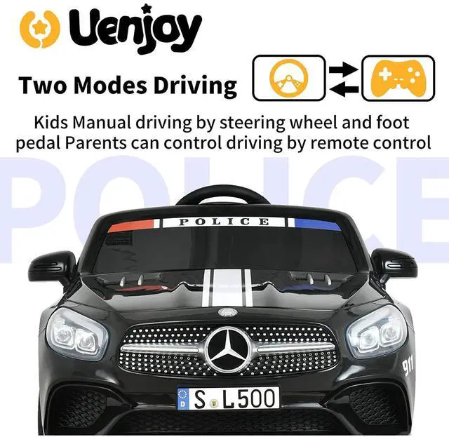 Alt view image 4 of 6 - Toytexx Inc 12V UENJOY Mercedes SL500 Kids Ride-On, Siren Lights, Remote, Bluetooth, Suspension
