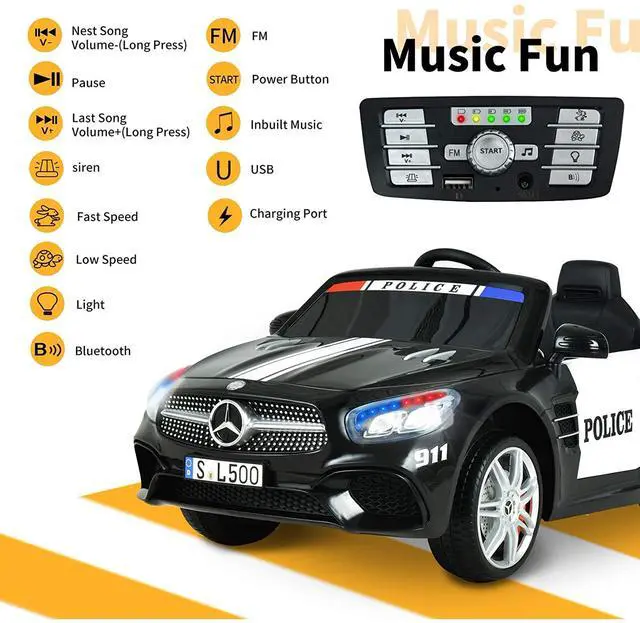 Alt view image 3 of 6 - Toytexx Inc 12V UENJOY Mercedes SL500 Kids Ride-On, Siren Lights, Remote, Bluetooth, Suspension