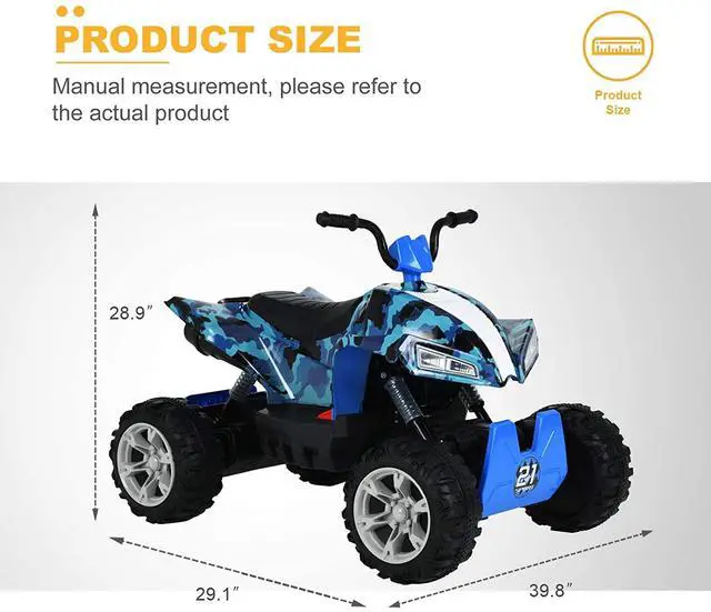 Alt view image 5 of 7 - Toytexx Inc 24V Uenjoy Kids ATV 4-Wheeler, LED, Suspension, 2-Speed, Music, Bluetooth, USB, Radio