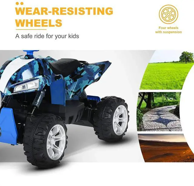 Alt view image 6 of 7 - Toytexx Inc 24V Uenjoy Kids ATV 4-Wheeler, LED, Suspension, 2-Speed, Music, Bluetooth, USB, Radio