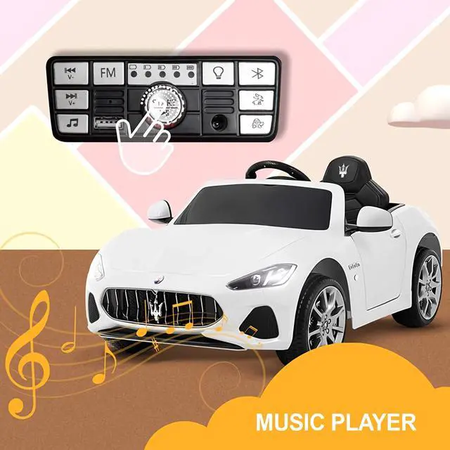 Alt view image 4 of 5 - Toytexx Inc 12V UENJOY Maserati GranCabrio Kids Ride-On Car, Remote, LED, Music, Safety Features, White