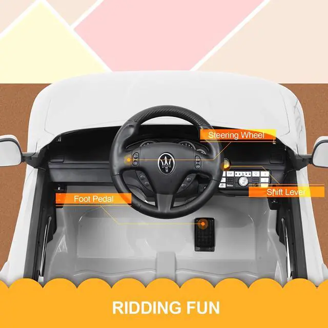 Alt view image 2 of 5 - Toytexx Inc 12V UENJOY Maserati GranCabrio Kids Ride-On Car, Remote, LED, Music, Safety Features, White