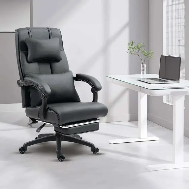 Main image of Toytexx Inc Leather Ergonomic Gaming Office Chair with Footrest, Lumbar Support, Swivel Wheels