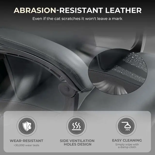 Alt view image 4 of 6 - Toytexx Inc Leather Ergonomic Gaming Office Chair with Footrest, Lumbar Support, Swivel Wheels