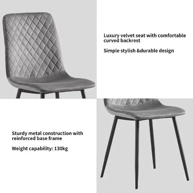 Alt view image 3 of 6 - Toytexx Inc 2-Piece Pink Velvet Dining Chair Set - Armless Design, Metal Frame