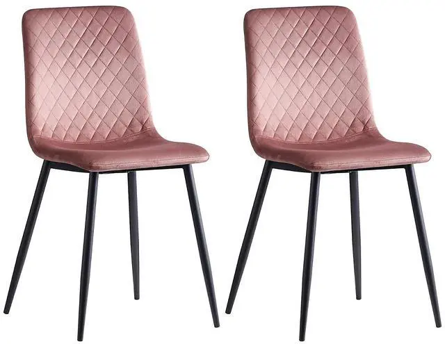 Main image of Toytexx Inc 2-Piece Pink Velvet Dining Chair Set - Armless Design, Metal Frame