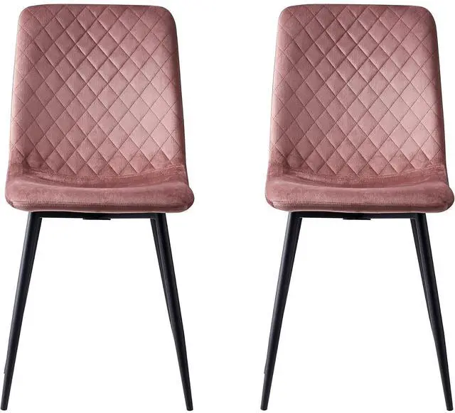 Alt view image 2 of 6 - Toytexx Inc 2-Piece Pink Velvet Dining Chair Set - Armless Design, Metal Frame