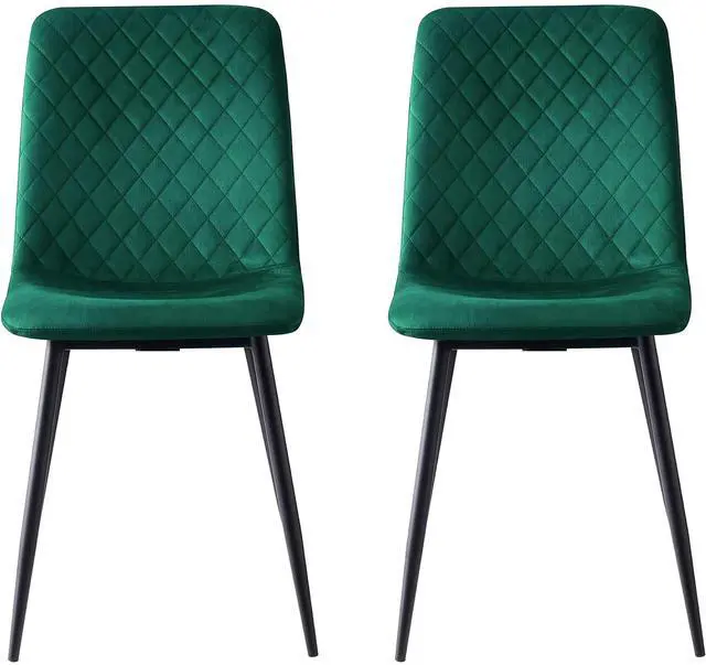 Alt view image 2 of 6 - Toytexx Inc Set of 4 Green Velvet Armless Dining Side Chairs with Metal Legs