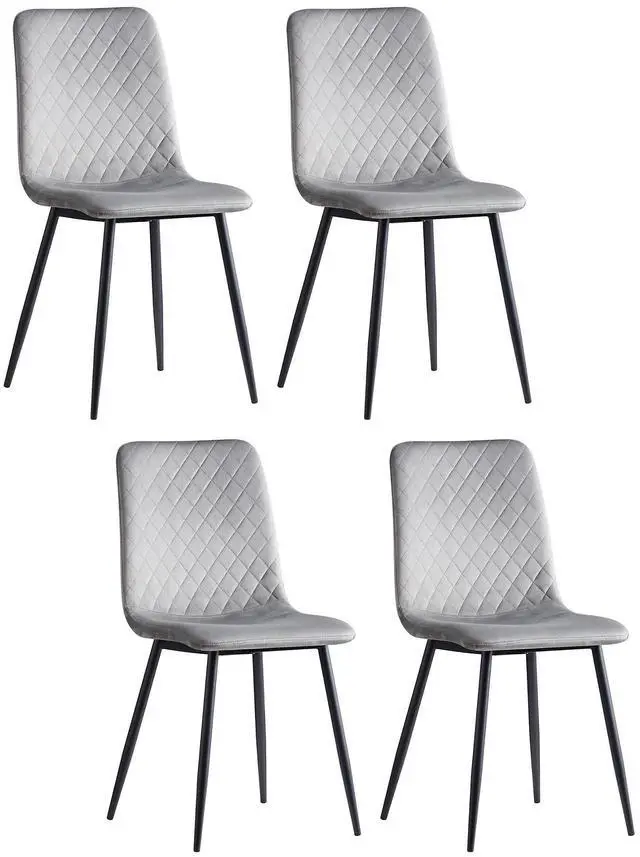 Main image of Toytexx Inc Set of 4 Grey Velvet Armless Dining Side Chairs with Metal Legs