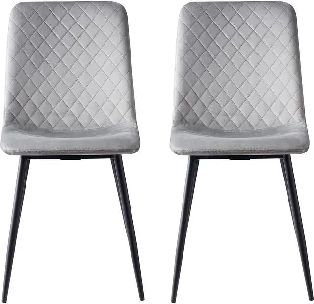 Alt view image 2 of 6 - Toytexx Inc Set of 4 Grey Velvet Armless Dining Side Chairs with Metal Legs