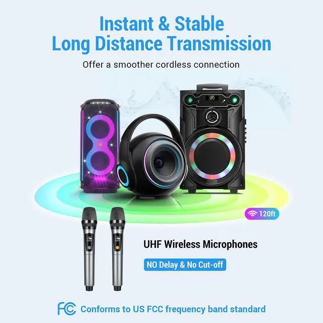 Alt view image 5 of 7 - Toytexx Inc UHF Wireless Microphone Set 2PCS Rechargeable Cordless Microphones with Adjustable Frequency & Volume for Karaoke and Presentations (Blue)