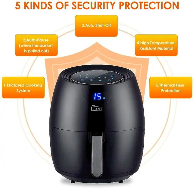 Alt view image 5 of 6 - Toytexx Inc 6.9Qt XL Air Fryer 1700W - Black, 8 Preset Modes, LED Touchscreen, NonStick Basket, Healthy RapidAir Cooking