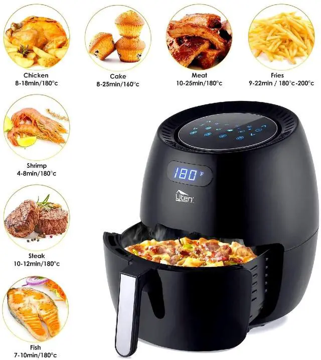 Alt view image 4 of 6 - Toytexx Inc 6.9Qt XL Air Fryer 1700W - Black, 8 Preset Modes, LED Touchscreen, NonStick Basket, Healthy RapidAir Cooking