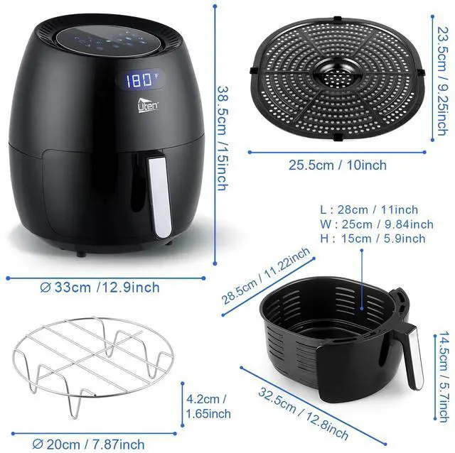 Alt view image 3 of 6 - Toytexx Inc 6.9Qt XL Air Fryer 1700W - Black, 8 Preset Modes, LED Touchscreen, NonStick Basket, Healthy RapidAir Cooking