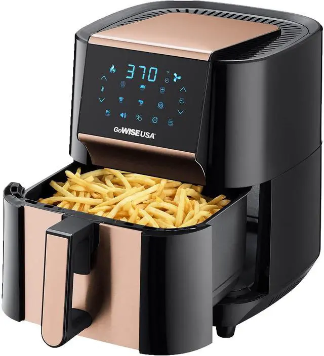 Alt view image 2 of 6 - Toytexx Inc 7Qt XL Air Fryer with Dehydrator  1700W, 3 Racks, Touchscreen, Preheat & Broil (Copper)