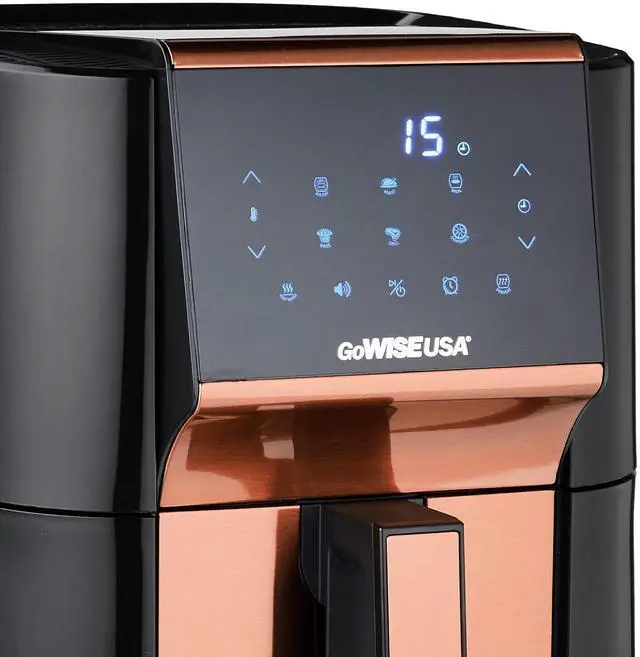 Alt view image 4 of 6 - Toytexx Inc 7Qt XL Air Fryer with Dehydrator  1700W, 3 Racks, Touchscreen, Preheat & Broil (Copper)