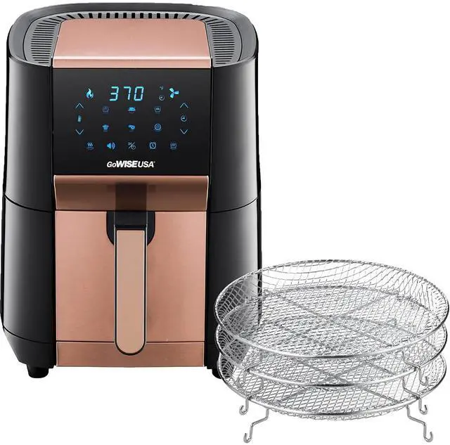 Alt view image 3 of 6 - Toytexx Inc 7Qt XL Air Fryer with Dehydrator  1700W, 3 Racks, Touchscreen, Preheat & Broil (Copper)