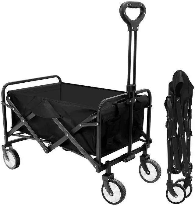 Main image of Toytexx Inc Foldable Utility Wagon - Black 220lbs Capacity Outdoor Folding Cart with 360° Wheels & Adjustable Handle  No Assembly Needed