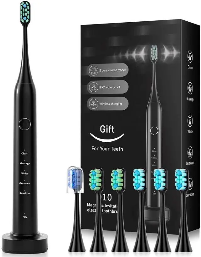 Main image of Toytexx Inc Smart Electric Toothbrush with 5 Modes, 6 Brush Heads, 2Minute Timer & IPX7 Waterproof - Rechargeable for Adults & Kids