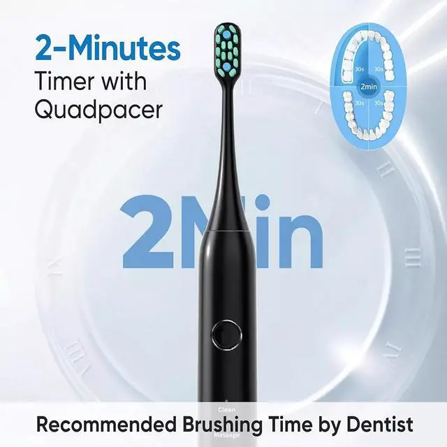 Alt view image 6 of 7 - Toytexx Inc Smart Electric Toothbrush with 5 Modes, 6 Brush Heads, 2Minute Timer & IPX7 Waterproof - Rechargeable for Adults & Kids