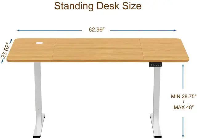 Alt view image 2 of 7 - Toytexx Inc Electric Standing Desk 63×24" - Height Adjustable Sit-Stand Desk with Dual Motors, Memory Presets, White Desktop, Steel Frame, for Home Office, Gaming, Study (Wood)