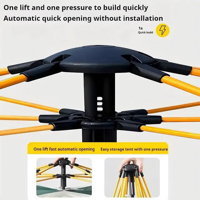 Alt view image 3 of 5 - Toytexx Inc Pop-Up Camping Tent - Lightweight Waterproof 2-4 Person Outdoor Tent with Carry Bag, Easy Setup, 210×210×135 cm