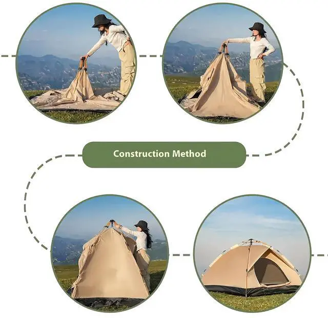 Alt view image 4 of 5 - Toytexx Inc Pop-Up Camping Tent - Lightweight Waterproof 2-4 Person Outdoor Tent with Carry Bag, Easy Setup, 210×210×135 cm