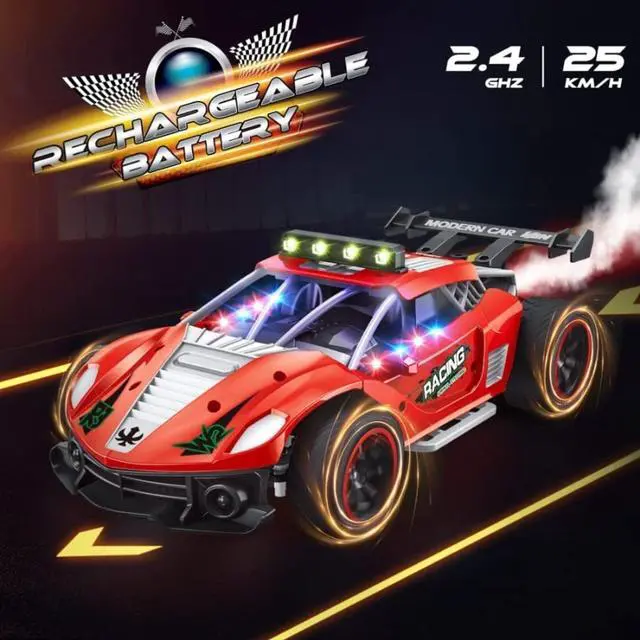 Alt view image 2 of 6 - Toytexx Inc 2.4GHz High-Speed RC Racing Car - 25km/h OffRoad Remote Control Vehicle with Rechargeable Battery & LED Lights - Drift-Ready Electric Toy for Kids