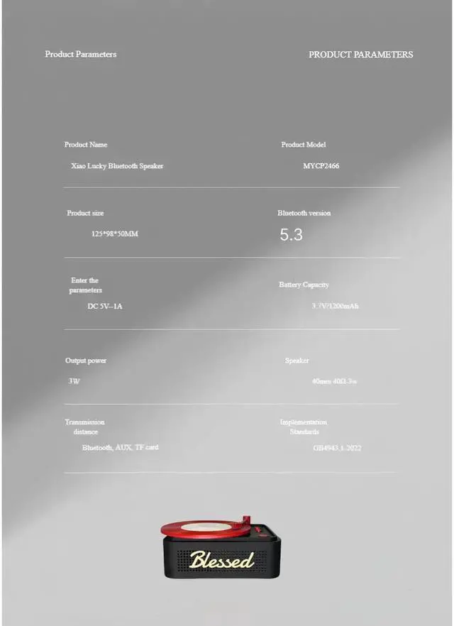 Alt view image 2 of 6 - Toytexx Inc Retro Bluetooth Speaker with LED Night Light - Vintage Turntable-Style Wireless Speaker Bluetooth 5.3 | Portable Mini Record Player Design with AUX/TF Card Support, 3W Audio for Home