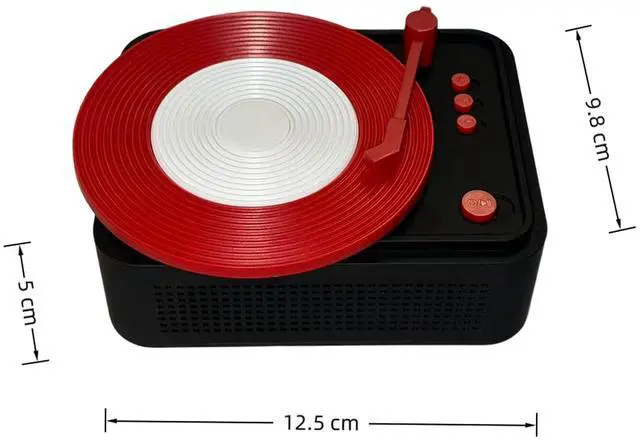 Alt view image 6 of 6 - Toytexx Inc Retro Bluetooth Speaker with LED Night Light - Vintage Turntable-Style Wireless Speaker Bluetooth 5.3 | Portable Mini Record Player Design with AUX/TF Card Support, 3W Audio for Home