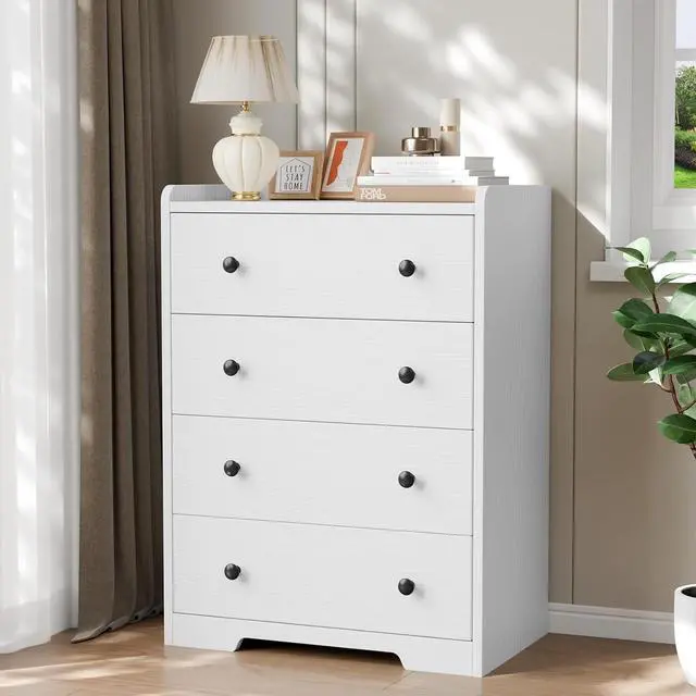 Main image of Toytexx Inc 4-Drawer Dresser - White Modern Storage Cabinet with Deep Drawers, Anti-Dropping Top Shelf, Smooth Glide Tracks & Anti-Tip Safety, Bedroom Organizer