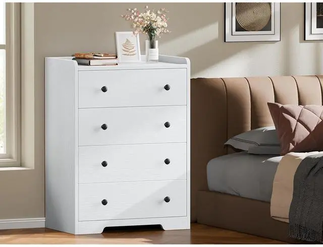 Alt view image 5 of 7 - Toytexx Inc 4-Drawer Dresser - White Modern Storage Cabinet with Deep Drawers, Anti-Dropping Top Shelf, Smooth Glide Tracks & Anti-Tip Safety, Bedroom Organizer