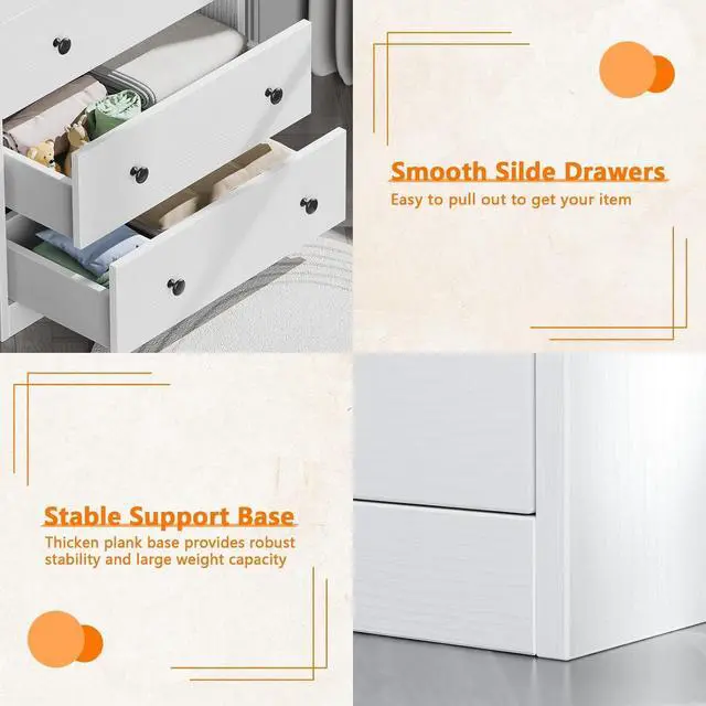 Alt view image 2 of 7 - Toytexx Inc 4-Drawer Dresser - White Modern Storage Cabinet with Deep Drawers, Anti-Dropping Top Shelf, Smooth Glide Tracks & Anti-Tip Safety, Bedroom Organizer