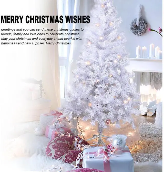 Alt view image 2 of 7 - Toytexx Inc 7.2 ft White Artificial Christmas Tree with Snow-White PVC Needles, Quick Umbrella Setup, Metal Stand, Indoor & Outdoor Holiday Décor