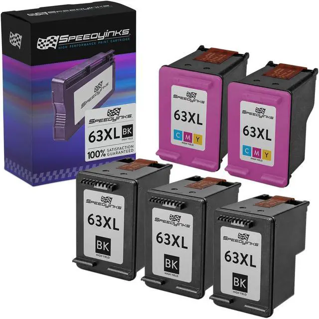 Alt view image 7 of 10 - Speedy Inks Remanufactured Ink Cartridge Replacement for HP 63XL High-Yield (3 Black, 2 Color, 5-Pack) Compatible with HP DeskJet 2130 ENVY 4520 OfficeJet 3830 Deskjet 3632 2132 3631 and more