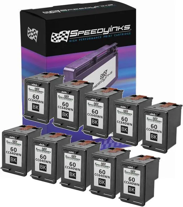 Main image of SPEEDYINKS Ink Cartridge Replacement for HP 60 CC640WN (Black, 10-Pack) compatible with HP Photosmart, ENVY e All-in-one, and Deskjet printers