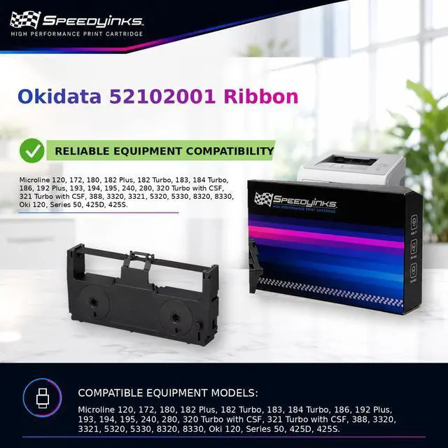 Alt view image 5 of 5 - SPEEDYINKS Compatible Printer Ribbon Cartridge Replacements for Okidata 52102001 (Black, 6-Pack) Compatible with the following Okidata Printer Model Microline 120