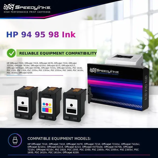 Alt view image 5 of 5 - SPEEDYINKS Remanufactured Ink Cartridge Replacement for HP 94 and HP 95 (2 Black , 2 Color, 4-Pack) Compatible with HP: OfficeJet 7310 7410 H470 6215 H470wbt, PSC 2350, PSC 2355v, PSC 1600 and more