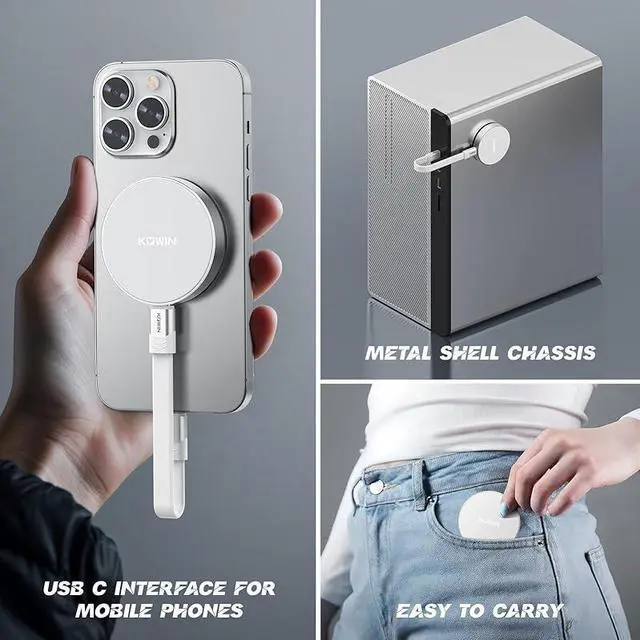 Alt view image 7 of 7 - KOWIN LPS2000M USB 3.2 Gen 2x2 Magnetic Portable SSD 1TB, R/W up to 2000/1800MB/s, White, High Speed NVME Protocol Type-C Interface (Can Directly Connect to Mobile Phone)External SSD 1TB White