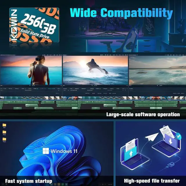 Alt view image 5 of 7 - KOWIN CAS100 2.5' SATA 6Gb/s SSD 256GB, R/W up to 510/510MB/s,SATA3.0 interface desktop/laptop universal computer hard drive high-speed SATA6Gb/s built-in solid state drive 256GB