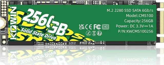 Alt view image 2 of 7 - KOWIN CMS100 M.2 SATA 6Gb/s SSD 256GB, R/W up to 510/510MB/s,SATA3.0 M.2 2280 interface desktop/laptop universal computer hard drive high-speed SATA6Gb/s built-in solid state drive 256GB