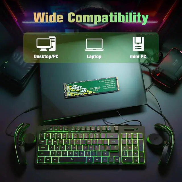 Alt view image 6 of 7 - KOWIN CMS100 M.2 SATA 6Gb/s SSD 256GB, R/W up to 510/510MB/s,SATA3.0 M.2 2280 interface desktop/laptop universal computer hard drive high-speed SATA6Gb/s built-in solid state drive 256GB