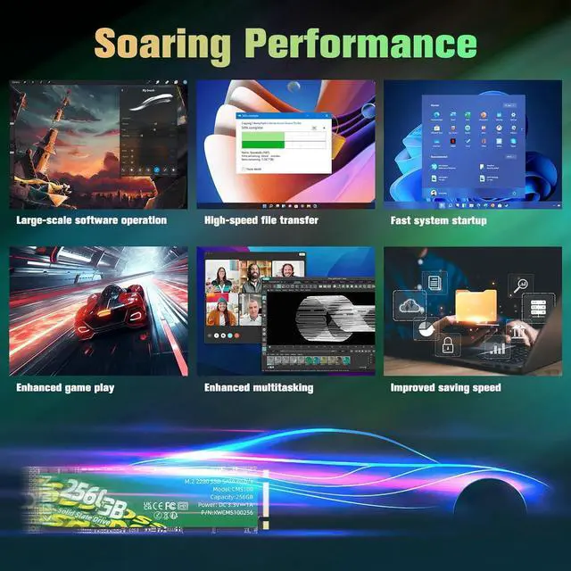 Alt view image 7 of 7 - KOWIN CMS100 M.2 SATA 6Gb/s SSD 256GB, R/W up to 510/510MB/s,SATA3.0 M.2 2280 interface desktop/laptop universal computer hard drive high-speed SATA6Gb/s built-in solid state drive 256GB