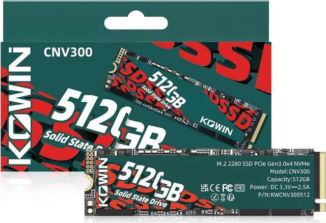 Main image of KOWIN CNV300 PCIe Gen 3.0x4 NVMe M.2 2280 SSD 512GB, R/W up to 3450/2700MB/s,NVME 3.0 protocol desktop/laptop universal computer hard drive high-speed PCIE built-in solid state drive 512GB