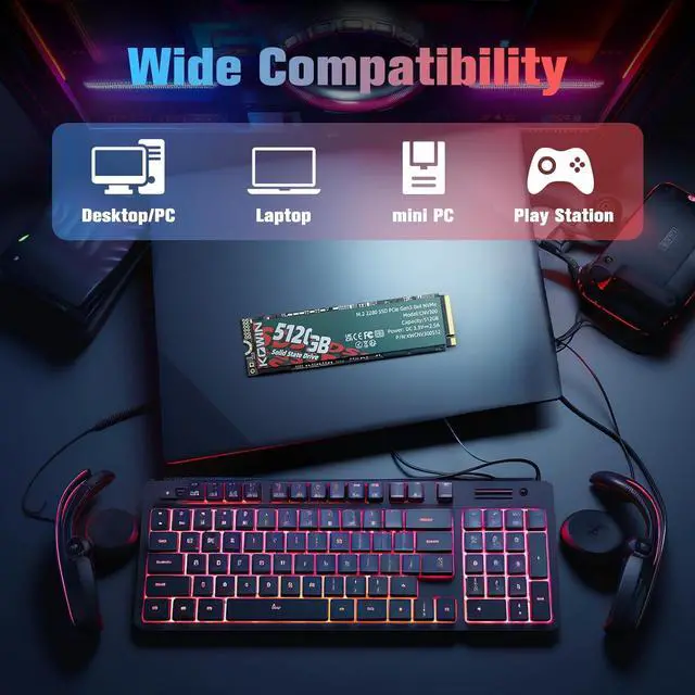 Alt view image 5 of 7 - KOWIN CNV300 PCIe Gen 3.0x4 NVMe M.2 2280 SSD 512GB, R/W up to 3450/2700MB/s,NVME 3.0 protocol desktop/laptop universal computer hard drive high-speed PCIE built-in solid state drive 512GB